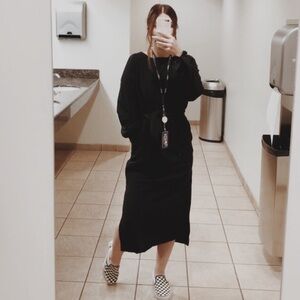 Prologue Black Long-Sleeve Tie-Waist Maxi Dress